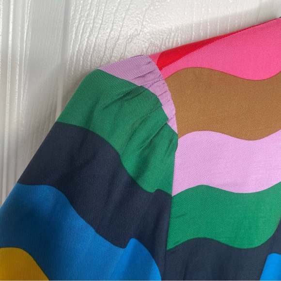 Boden Blouson Sleeve Blouse in Multicolor Rainbow Wave Colorful Loud Pride 2 - Picture 8 of 15